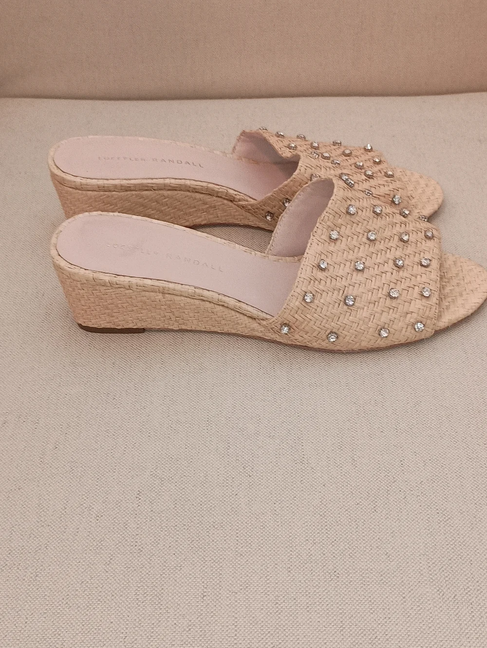 Loeffler Randal Twilly Wedge Slides Natural Straw Raffia Size 8.5 - Picture 5 of 13
